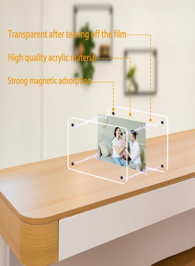 TNTIWQ 3 Pack acrylic fridge magnetic frame 5X7 Inch refrigerator photo magnet frames clear picture frames magnetic photos Display frame Double-Sided acrylic magnet frames(3pcs clear, 5x7 inch) - Image 4